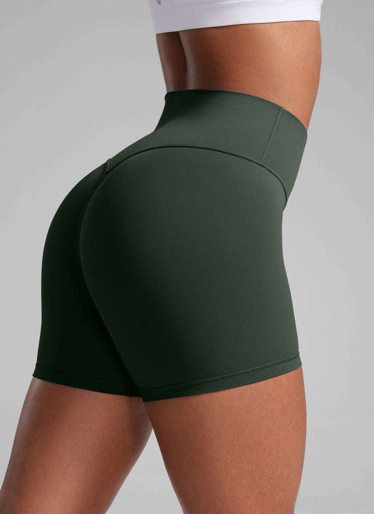 CRZ YOGA Womens Butterlift Scrunch Butt Atheletic Workout Biker Shorts Crater Green