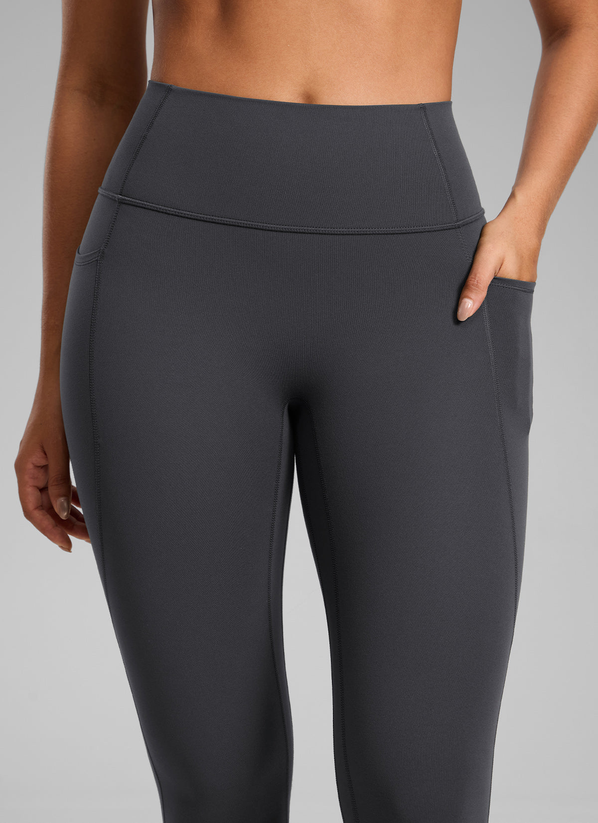 CRZ YOGA Women's Butterlift High Rise No Front Seam Pocket Legging Mysterious Grey