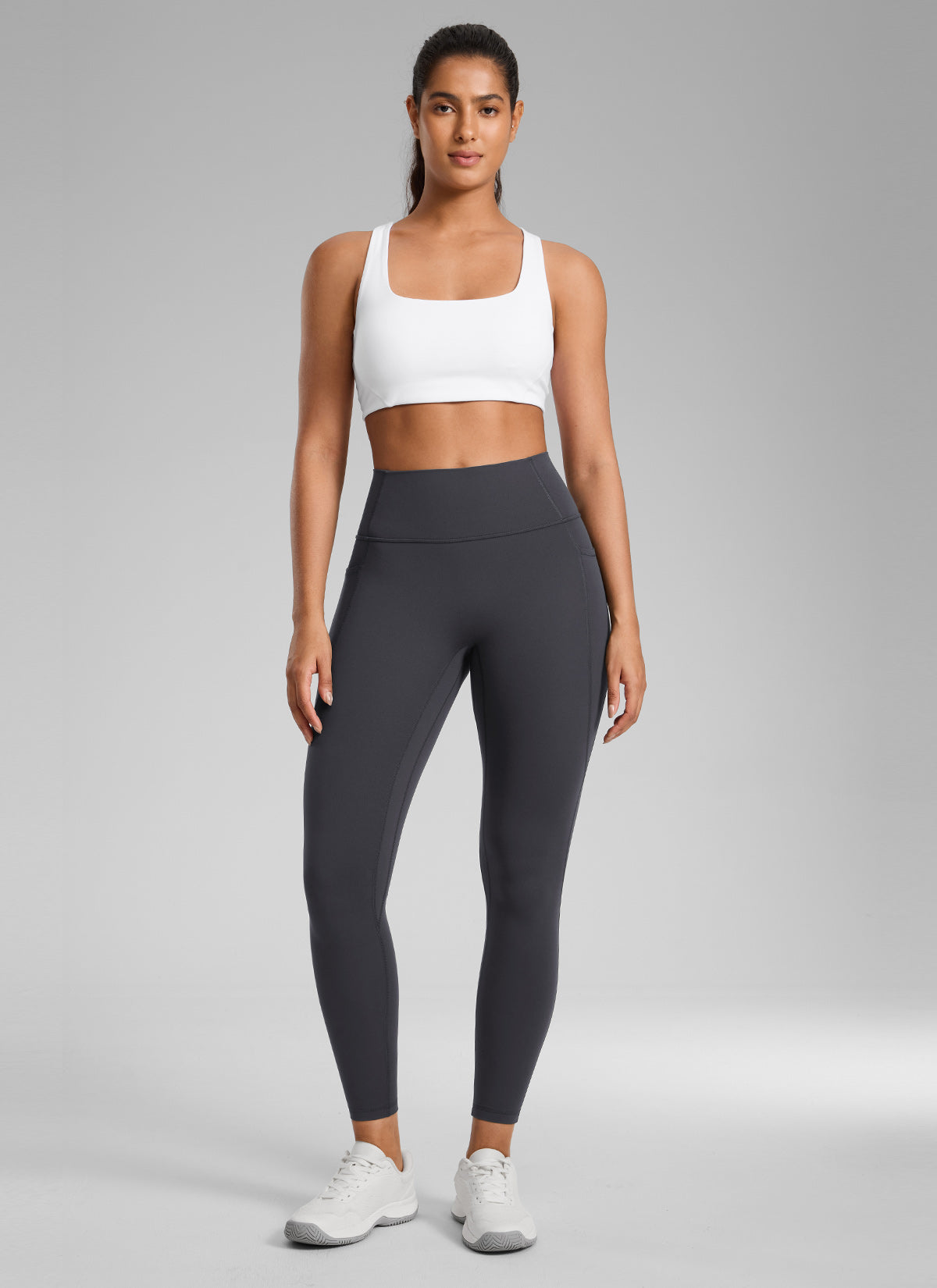 CRZ YOGA Women's Butterlift High Rise No Front Seam Pocket Legging Mysterious Grey