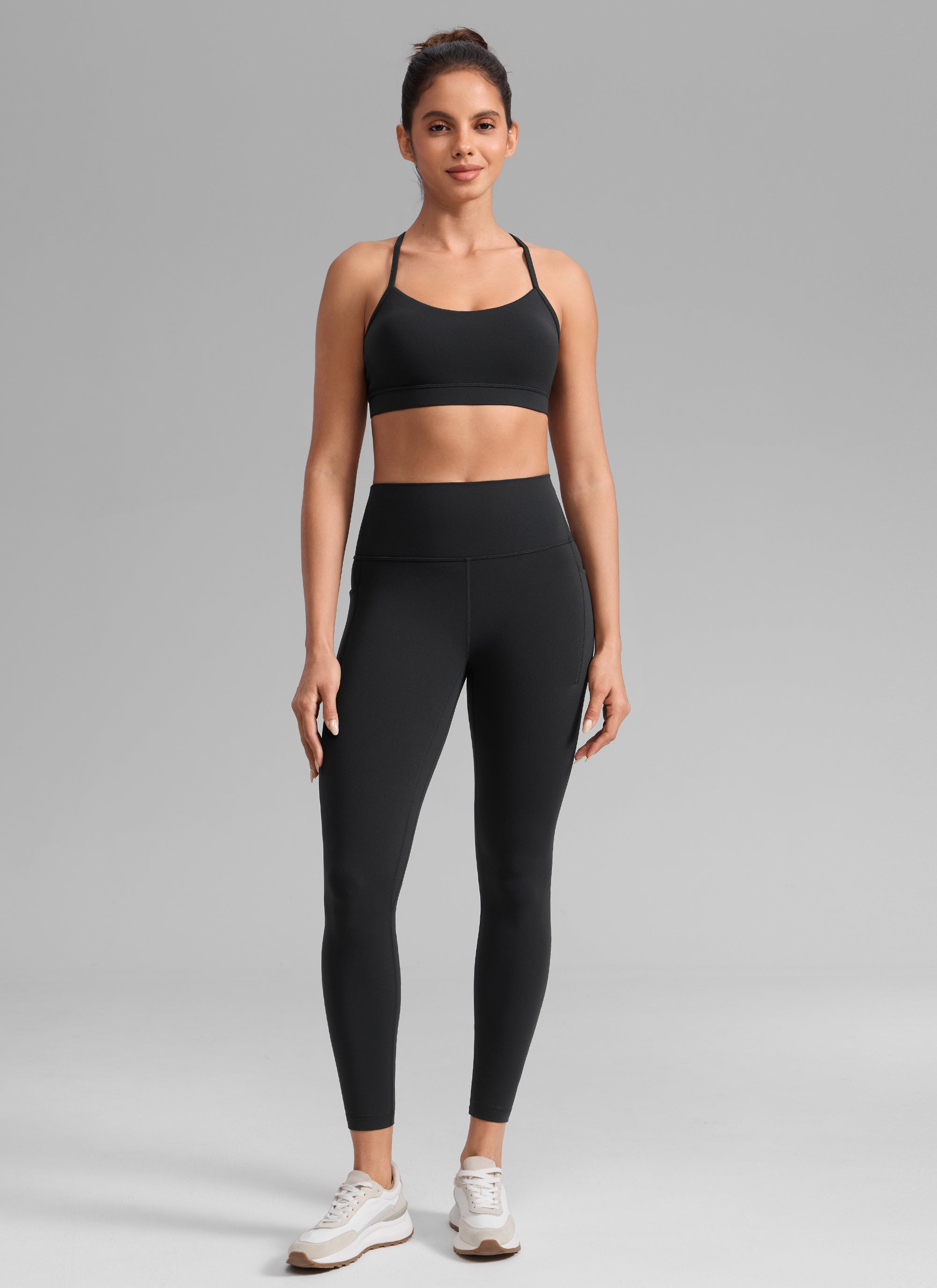 CRZ YOGA Women's Butterlift Workout High Rise Pocket Leggings 25'' Black