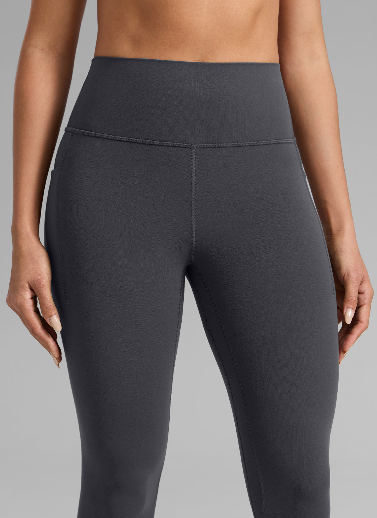 CRZ YOGA Women's Butterlift Workout High Rise Pocket Leggings 25'' Mysterious Grey