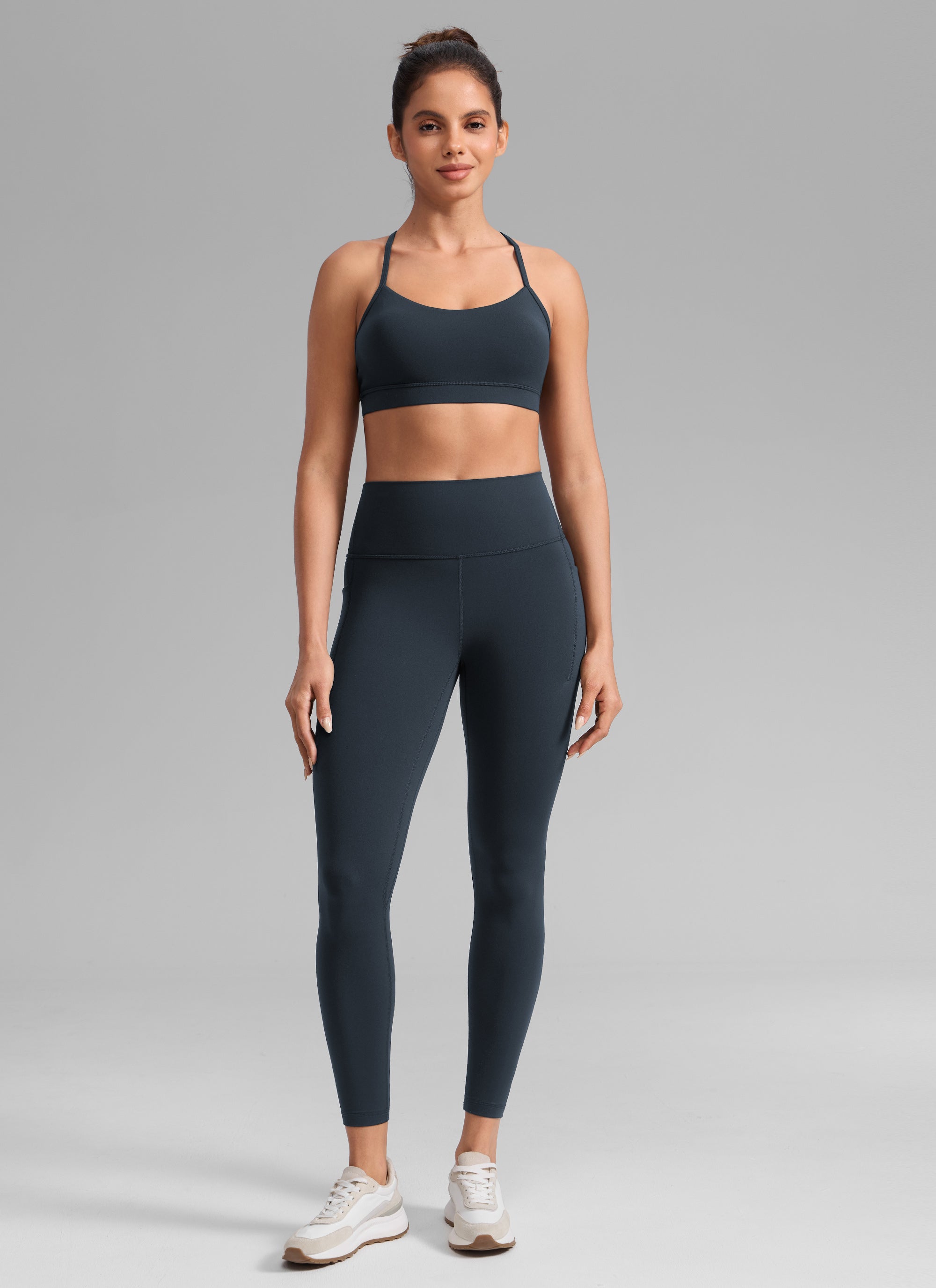 CRZ YOGA Women's Butterlift Workout High Rise Pocket Leggings 25'' True Navy