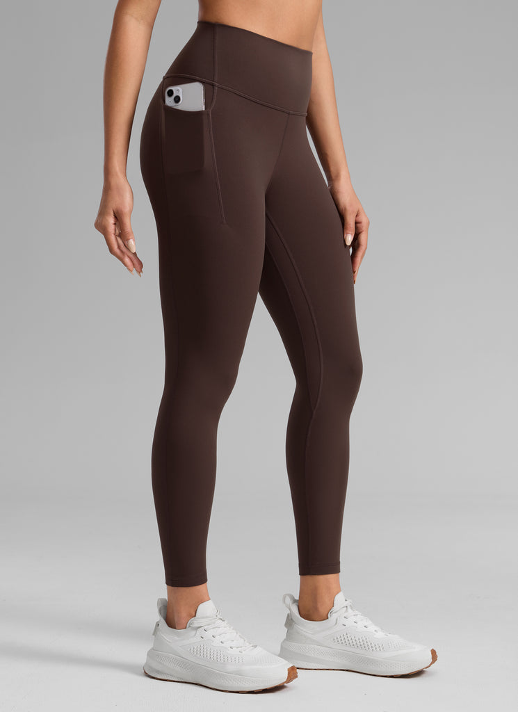 CRZ YOGA Women's Butterlift Workout High Rise Pocket Leggings 25'' Hot Fudge Brown