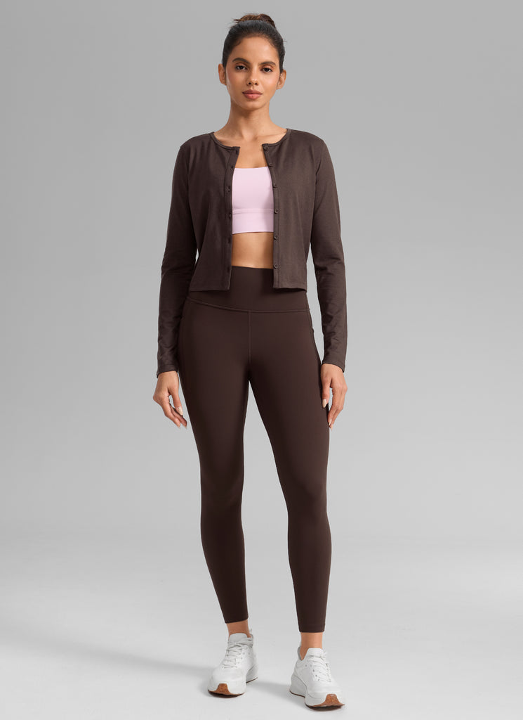 CRZ YOGA Women's Butterlift Workout High Rise Pocket Leggings 25'' Hot Fudge Brown
