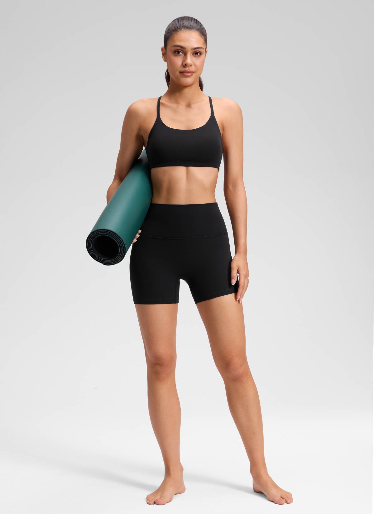 CRZ YOGA Women's Butterluxe Yoga High Rise No Front Seam Shorts 4'' Black