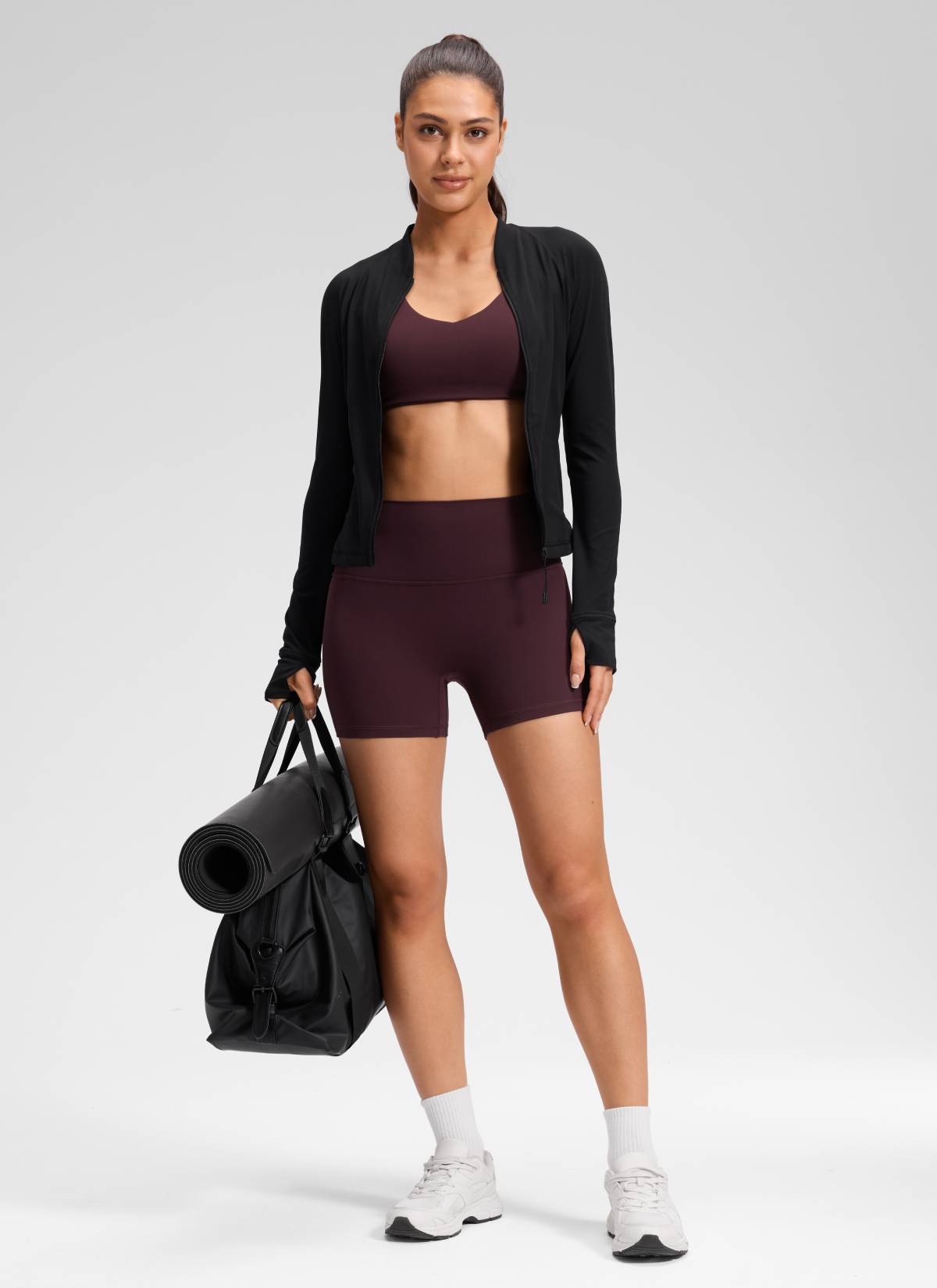 CRZ YOGA Women's Butterluxe Yoga High Rise No Front Seam Shorts 4'' Ripe Plum