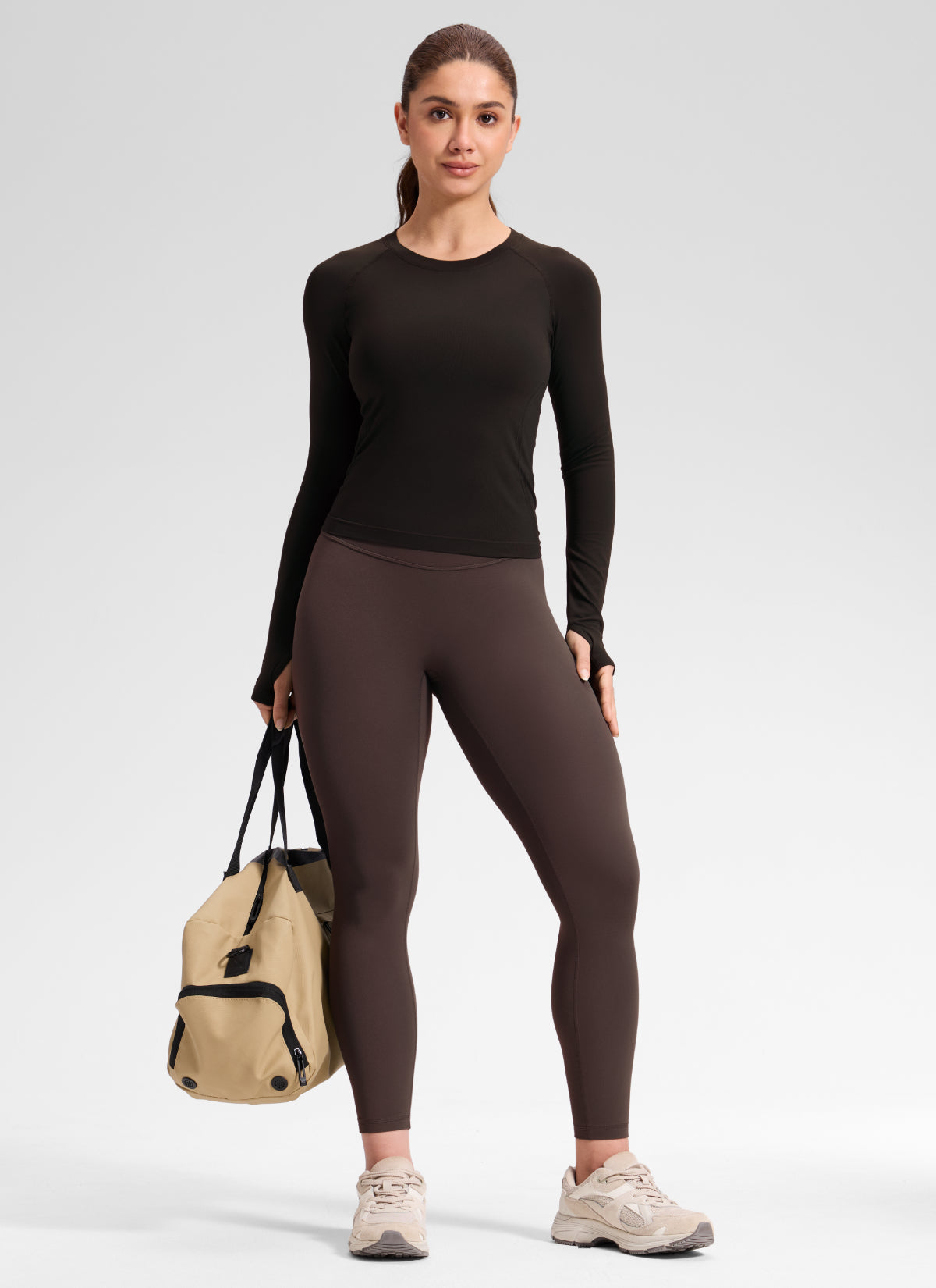 CRZ YOGA Softretch Secretsculpt™ Minor High Rise Front Seam Legging Clay Brown