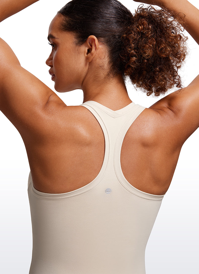 CRZ YOGA Women's Yoga Slim Fit Tops Butterluxe Tank Racerback Mojave Tan