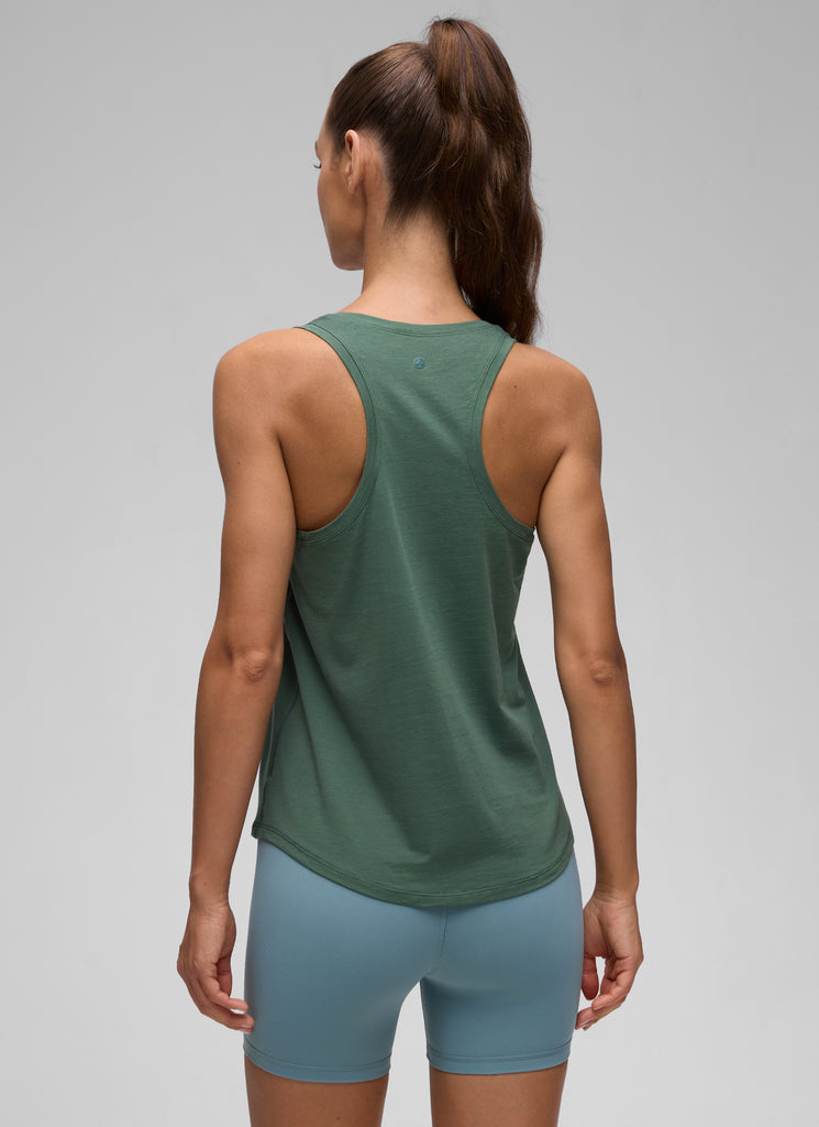 CRZ YOGA Women's Yoga Loose Fit Tops Pima Cotton Tank Racerback Graphite Green