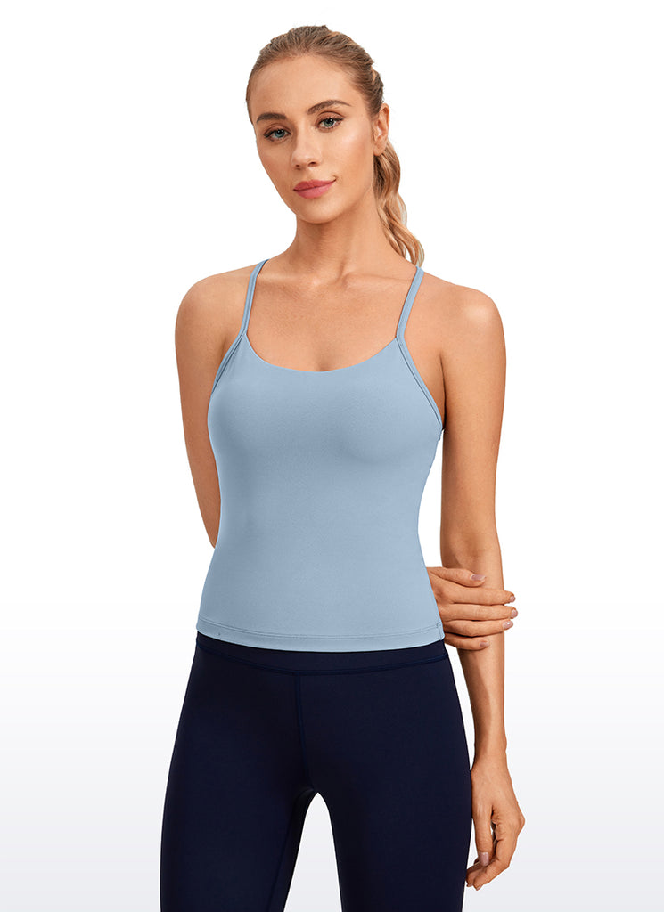 CRZ YOGA Women's Yoga Slim Fit Butterluxe Built-in Bra Tank Y Back Deep Red