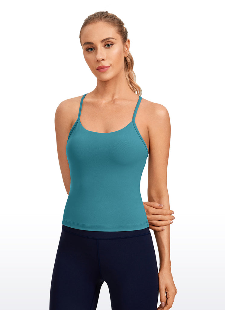 CRZ YOGA Women's Yoga Slim Fit Butterluxe Built-in Bra Tank Y Back Light Purple