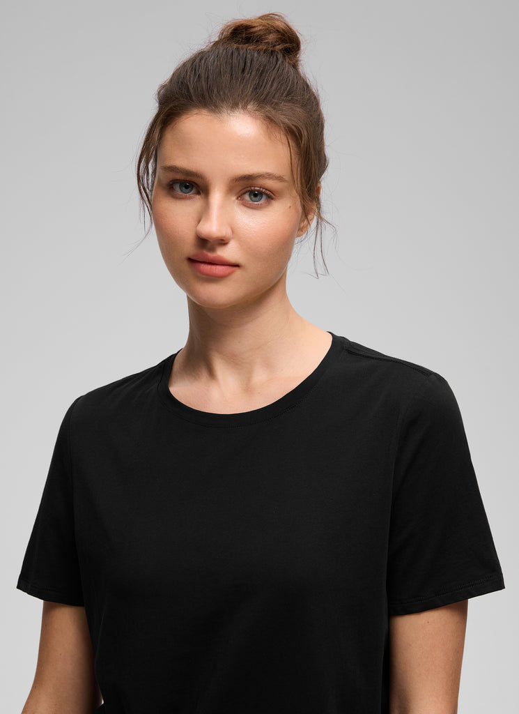 CRZ YOGA Women's Yoga Loose Fit Pima Cotton Short Sleeves Black