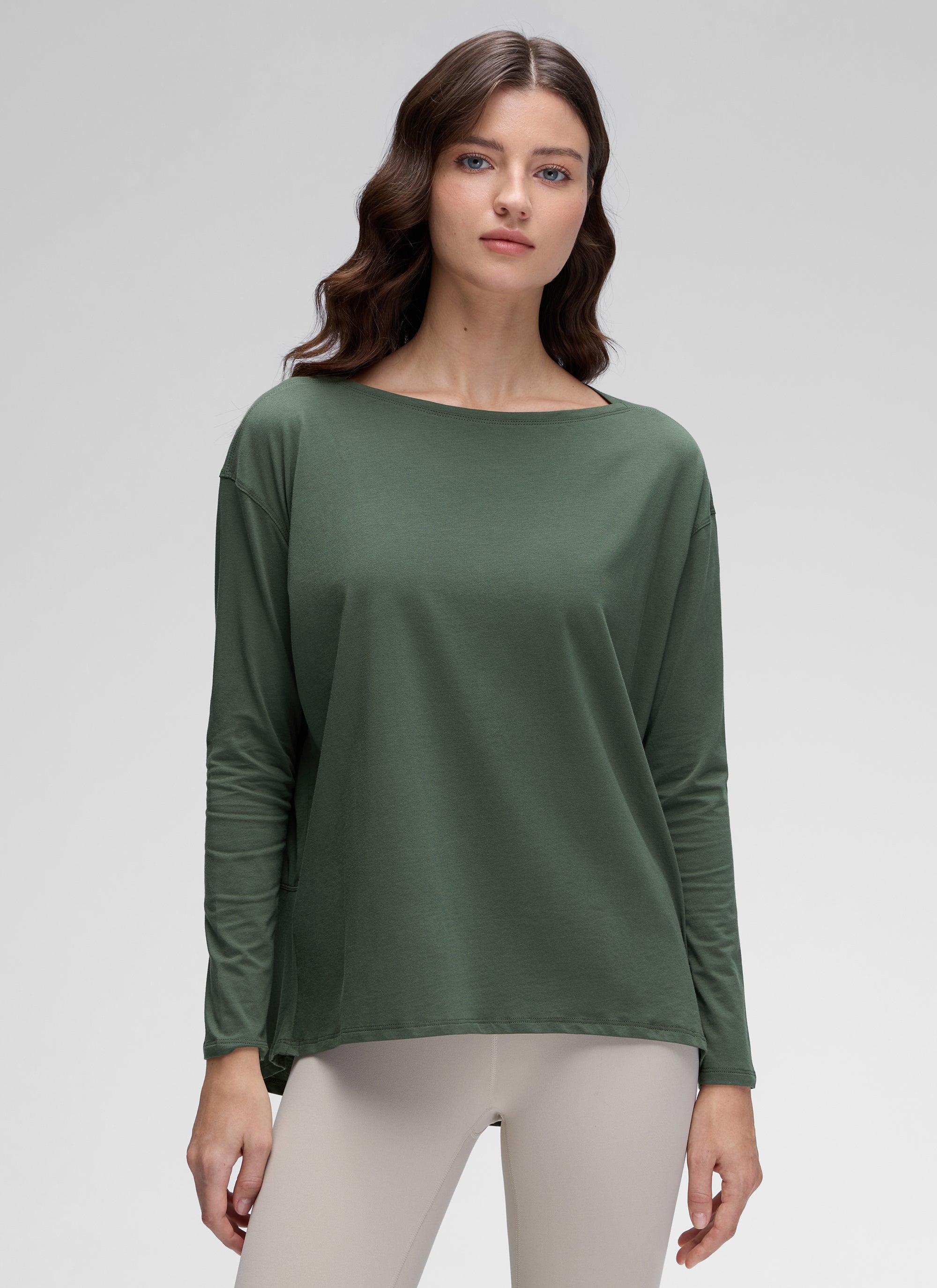 Pima Cotton Boat Neck Long Sleeve