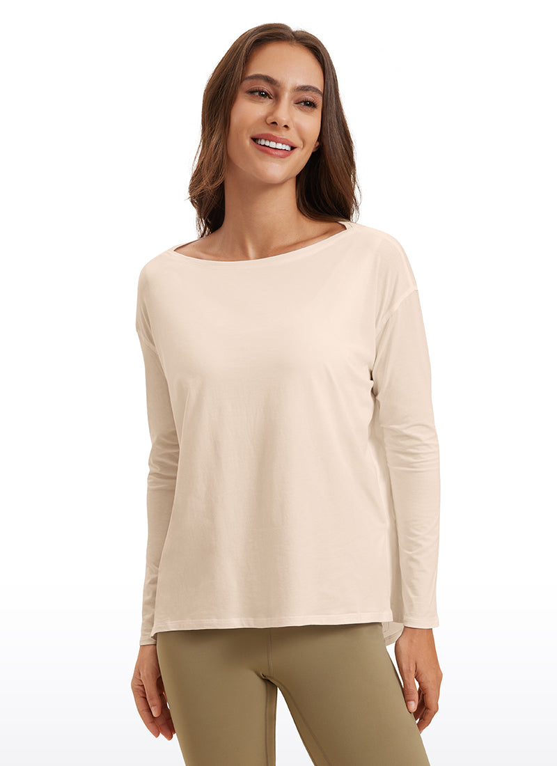 Pima Cotton Boat Neck Long Sleeve