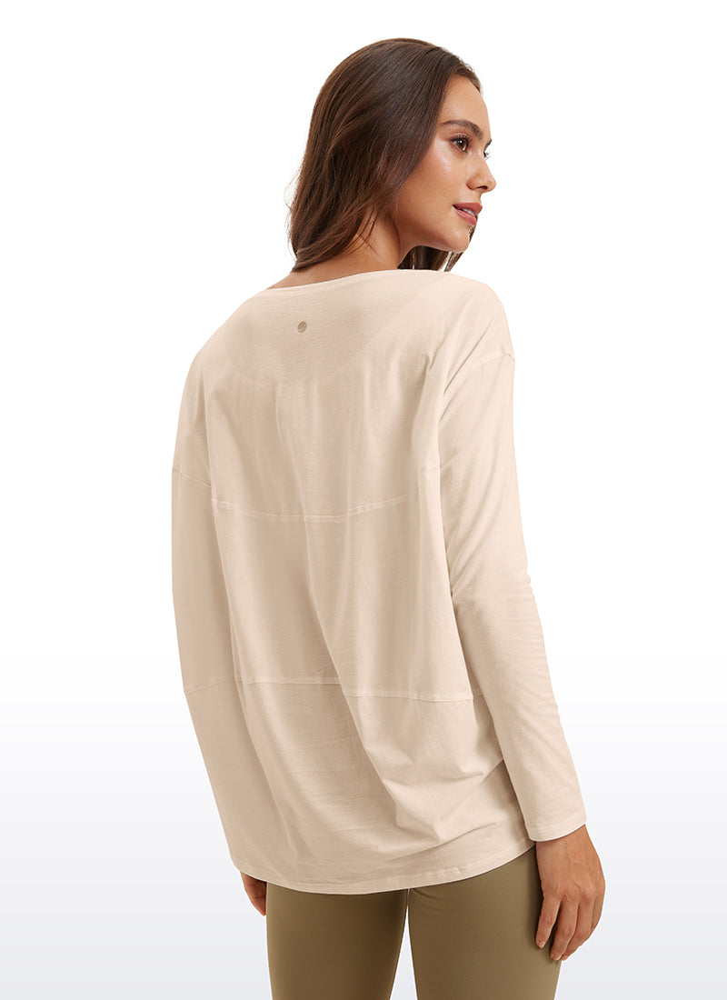 Pima Cotton Boat Neck Long Sleeve