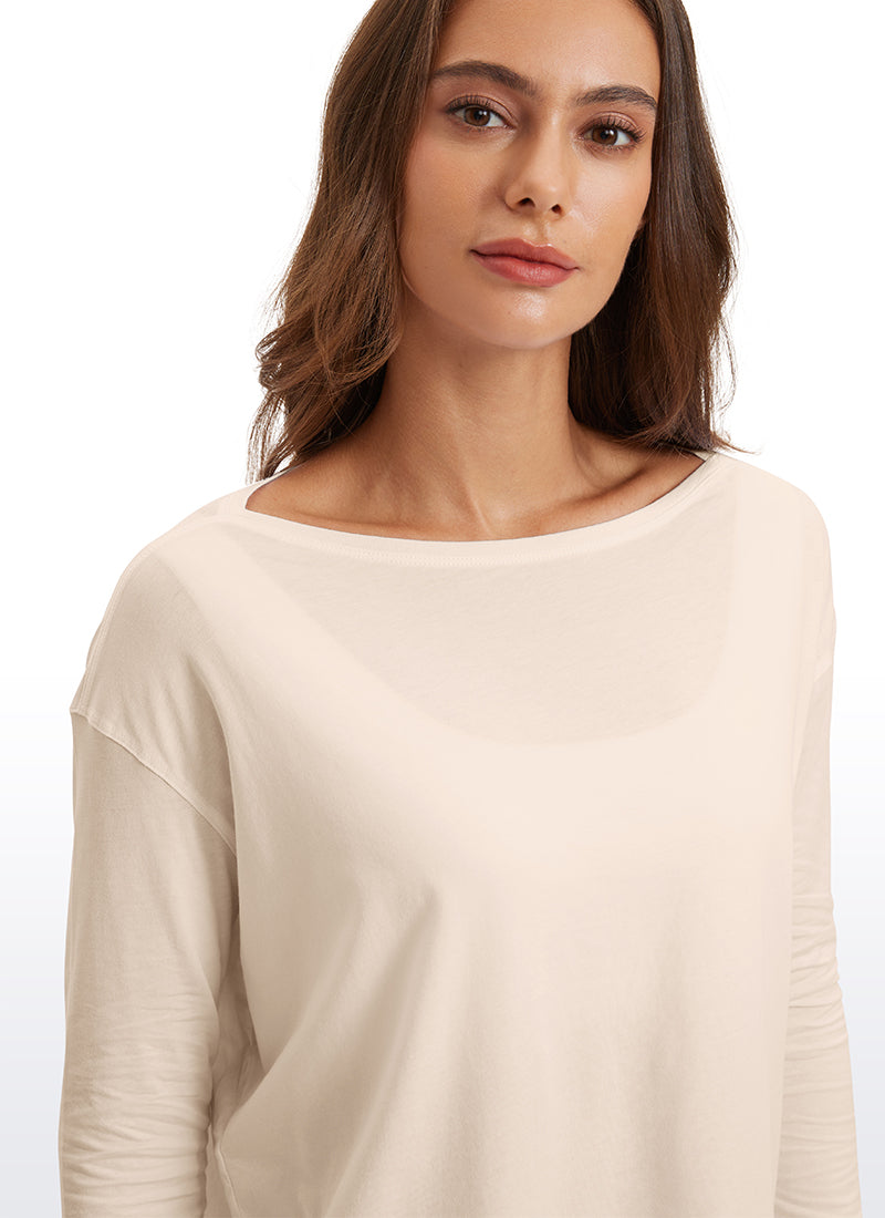 Pima Cotton Boat Neck Long Sleeve