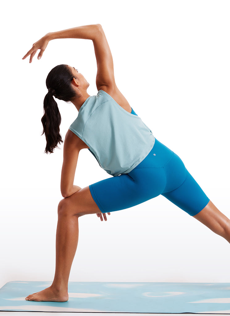 CRZ YOGA Women's Yoga Loose Fit Top Pima Cotton Crop Tank Deep Armhole White