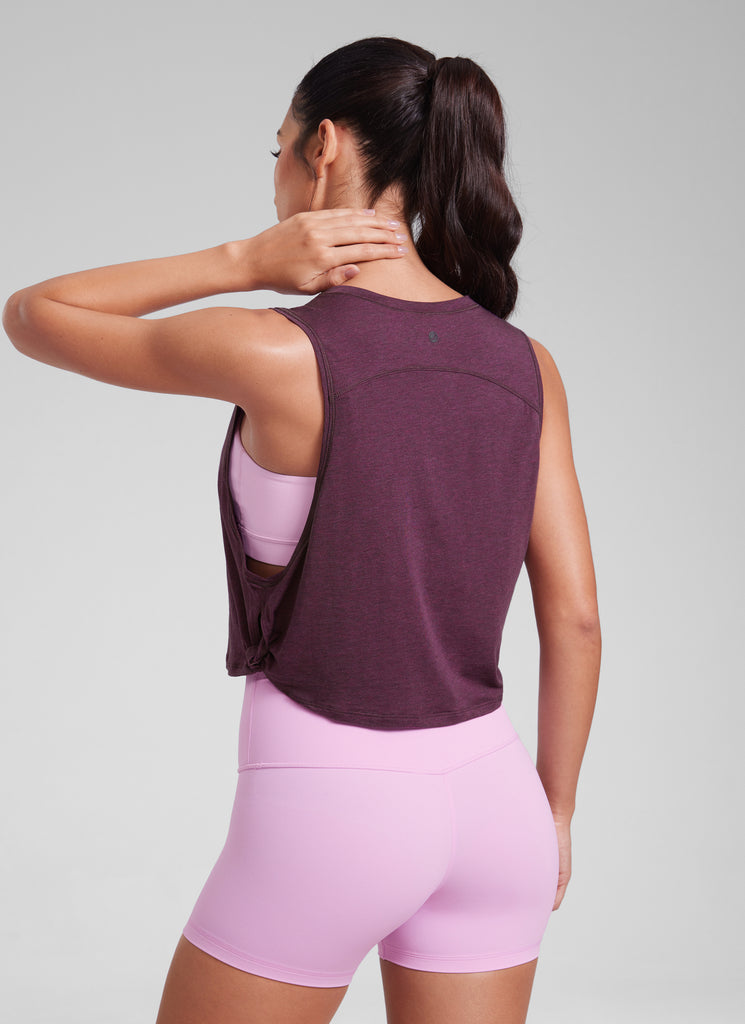 CRZ YOGA Women's Yoga Loose Fit Top Pima Cotton Crop Tank Deep Armhole Ink Blue 2