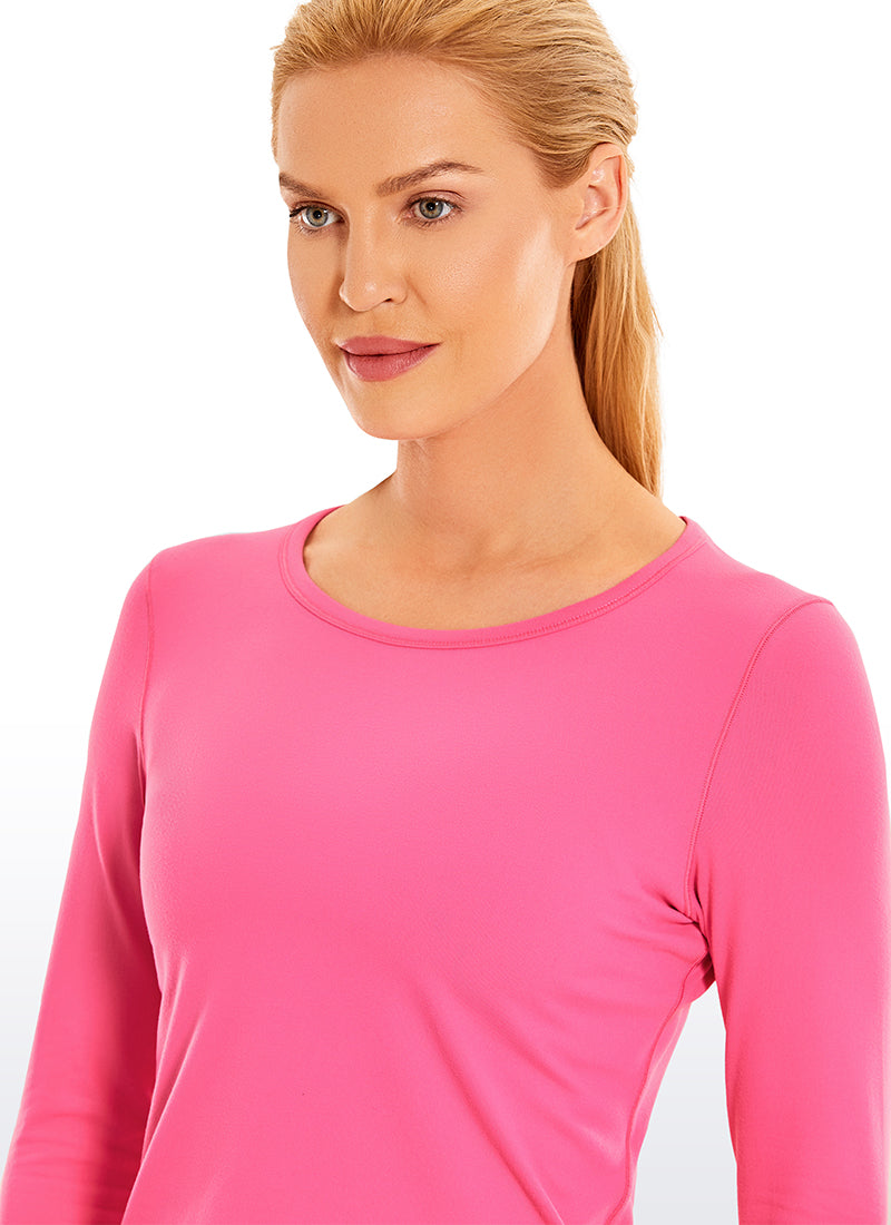 CRZ YOGA Women's Run Train Slim Fit Tops Brushed Long Sleeves Cropped Magenta