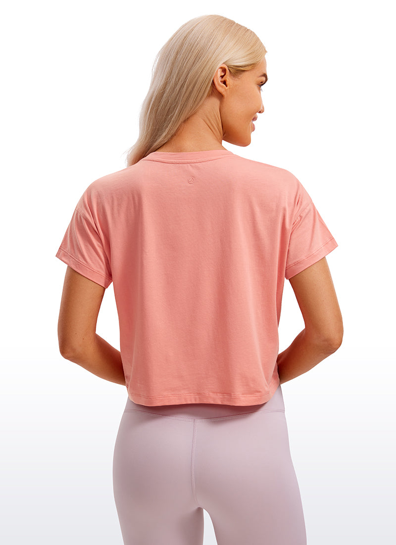 Pima Cotton Crew Neck Cropped Short Sleeve