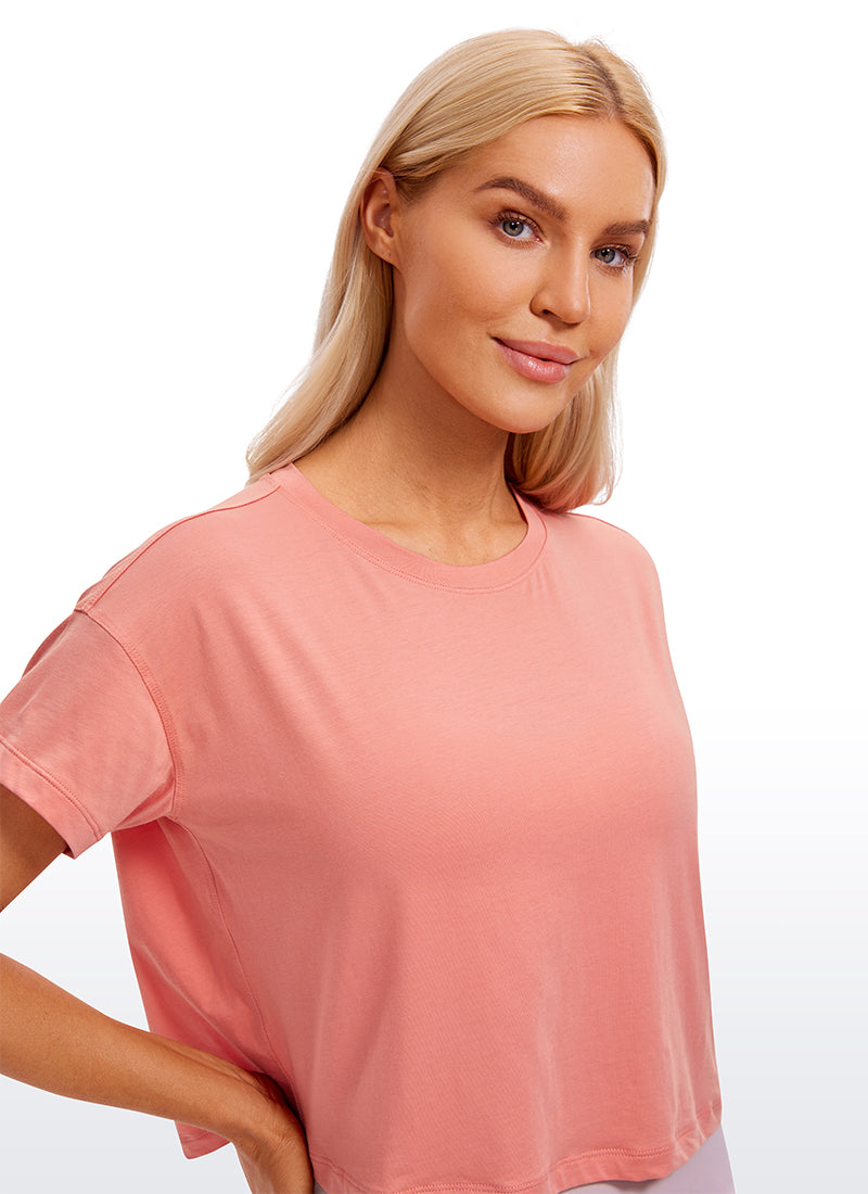 Pima Cotton Crew Neck Cropped Short Sleeve