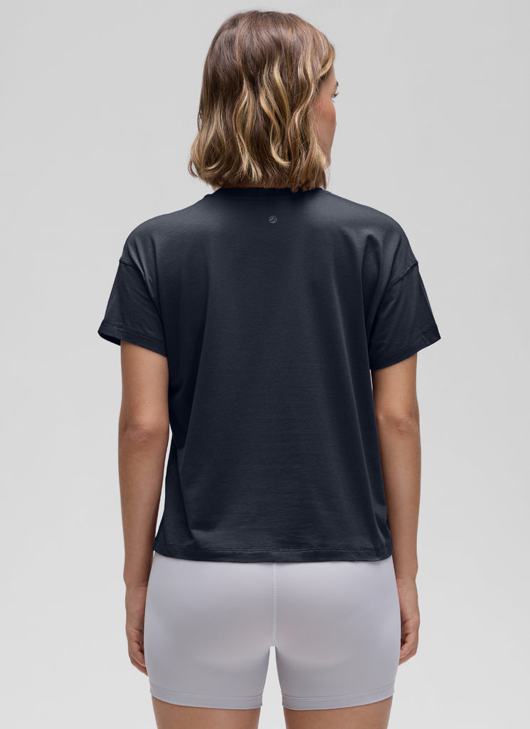 CRZ YOGA Women's Yoga Loose Fit Shirt Pima Cotton Short Sleeves Twilight Rose Pink