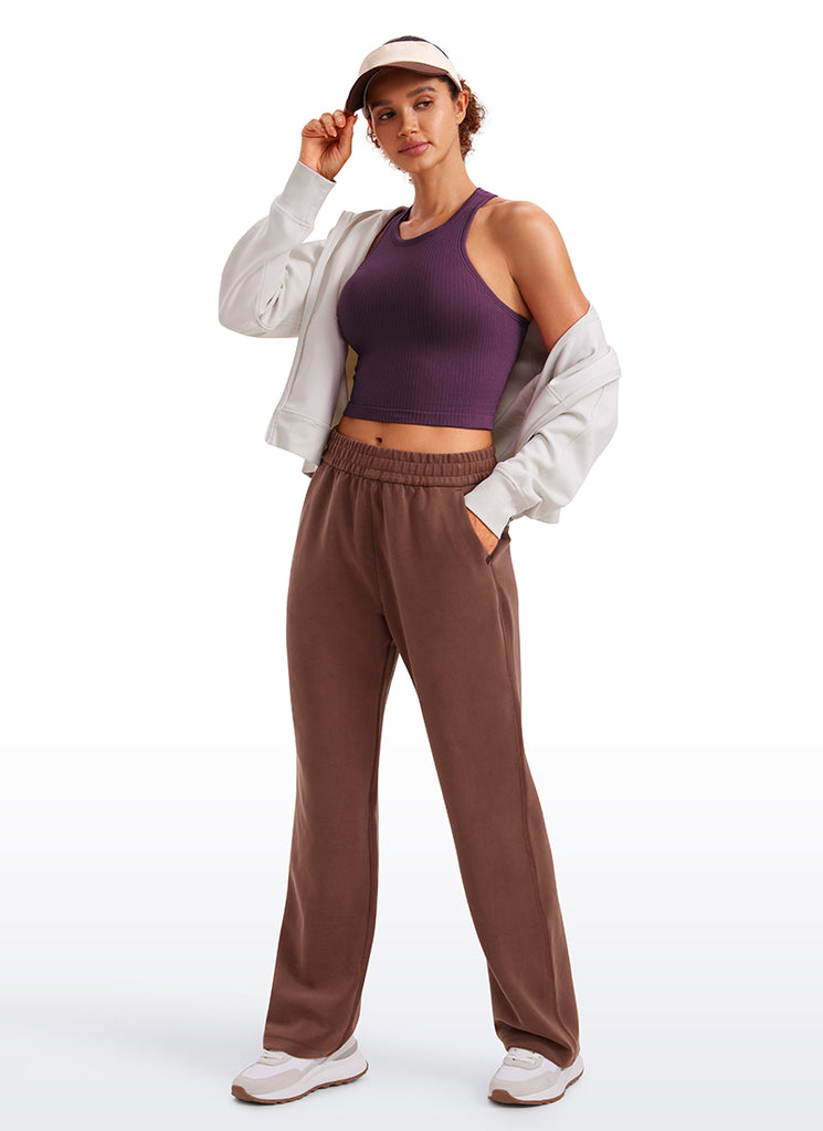 CRZ YOGA Women's Yoga Slim Fit Tops Seamless Longline Tank High Neck Deep Purple