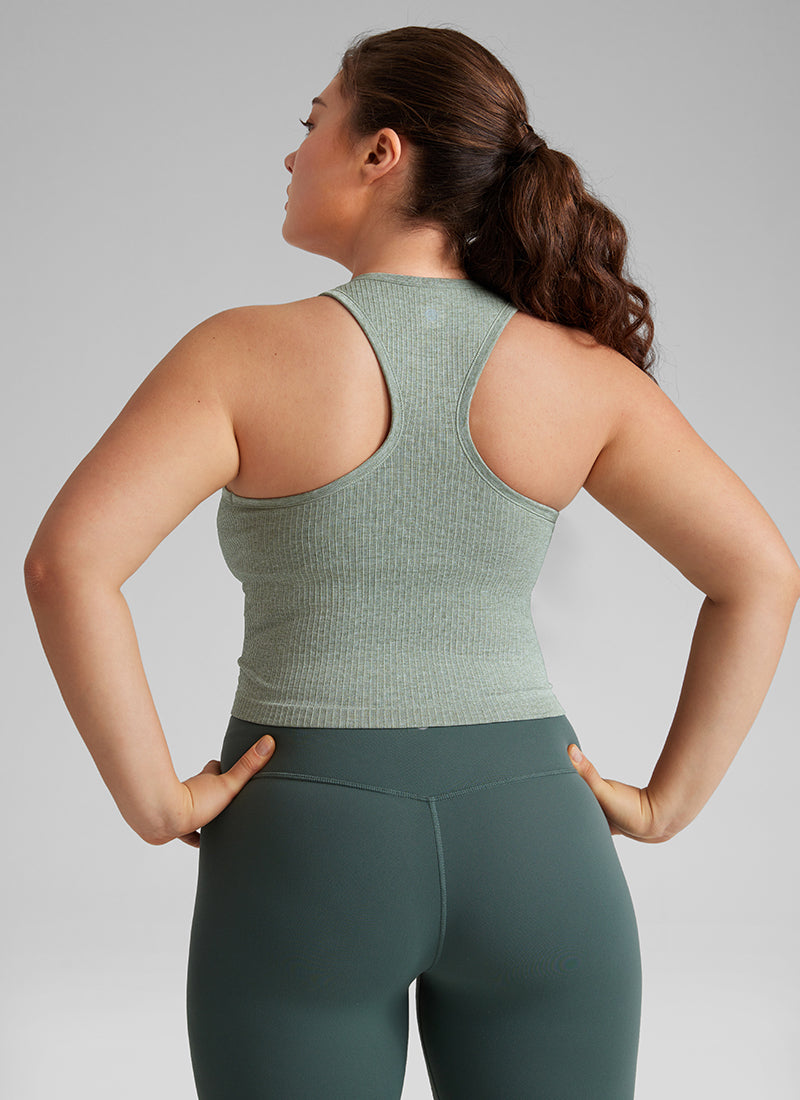 CRZ YOGA Women's Yoga Slim Fit Tops Seamless Longline Tank High Neck Darkish Green @model_info:Victoria