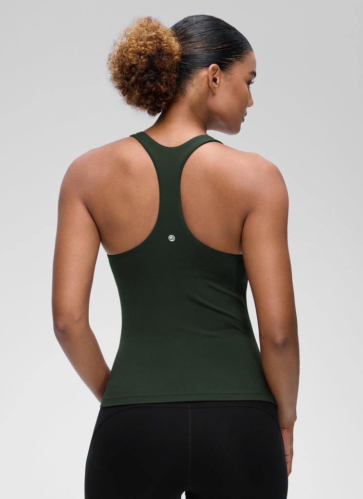 CRZ YOGA Women's Yoga Tight Fit Tops Butterluxe Built-in Bra Tank Larkspur Blue