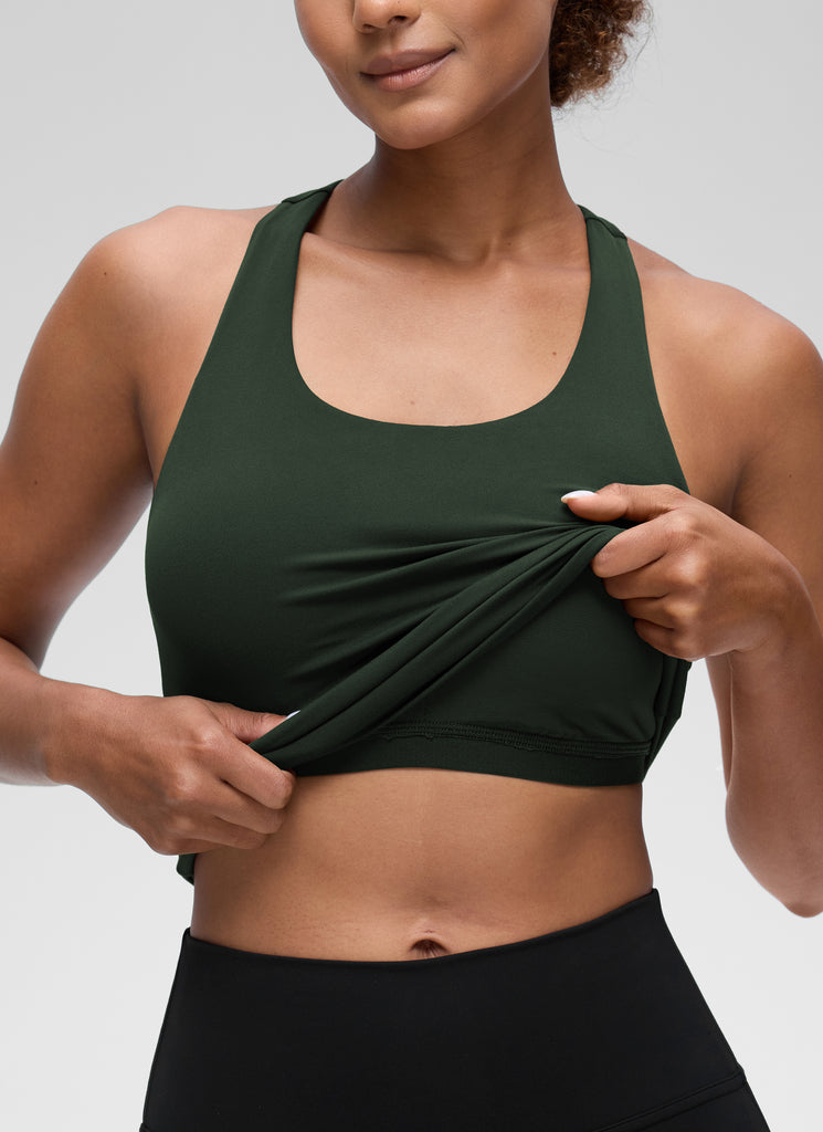 CRZ YOGA Women's Yoga Tight Fit Tops Butterluxe Built-in Bra Tank Larkspur Blue