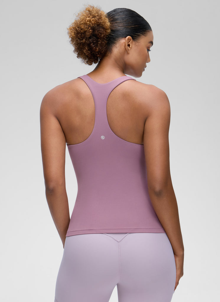 CRZ YOGA Women's Yoga Tight Fit Tops Butterluxe Built-in Bra Tank Larkspur Blue