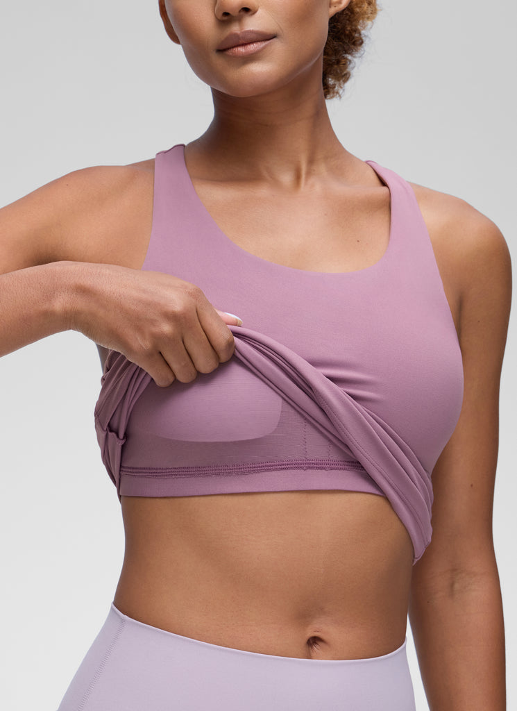 CRZ YOGA Women's Yoga Tight Fit Tops Butterluxe Built-in Bra Tank Legend Green