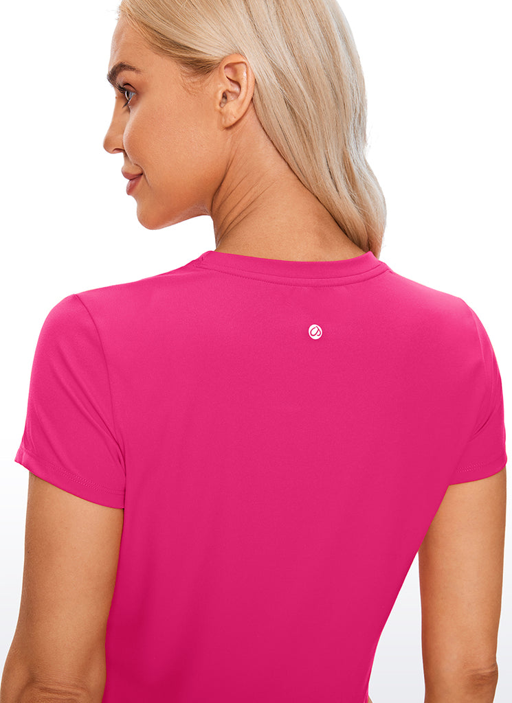 CRZ YOGA Women's Yoga Classic Fit Top Butterluxe Cropped Short Sleeves Granita Pink