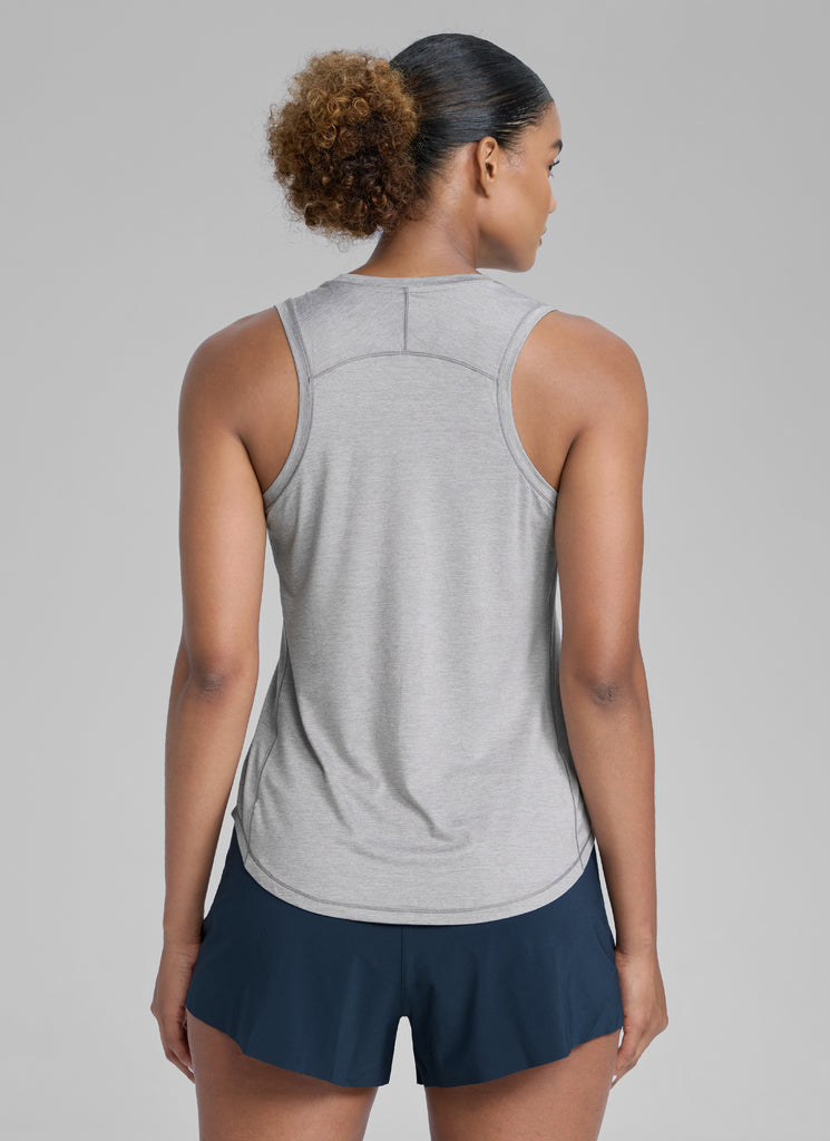 CRZ YOGA Women's Running Relaxed Fit Ultralight Tank Top Racerback Silver Mist