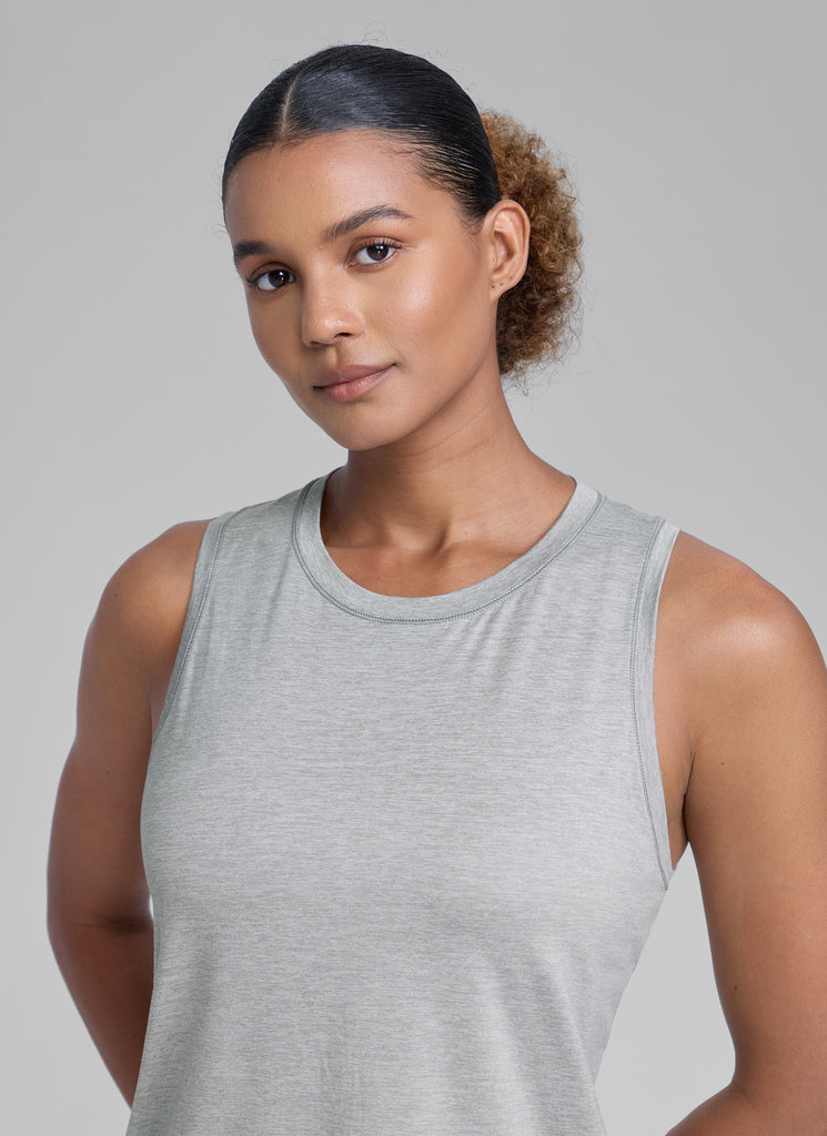 CRZ YOGA Women's Running Relaxed Fit Ultralight Tank Top Racerback Silver Mist