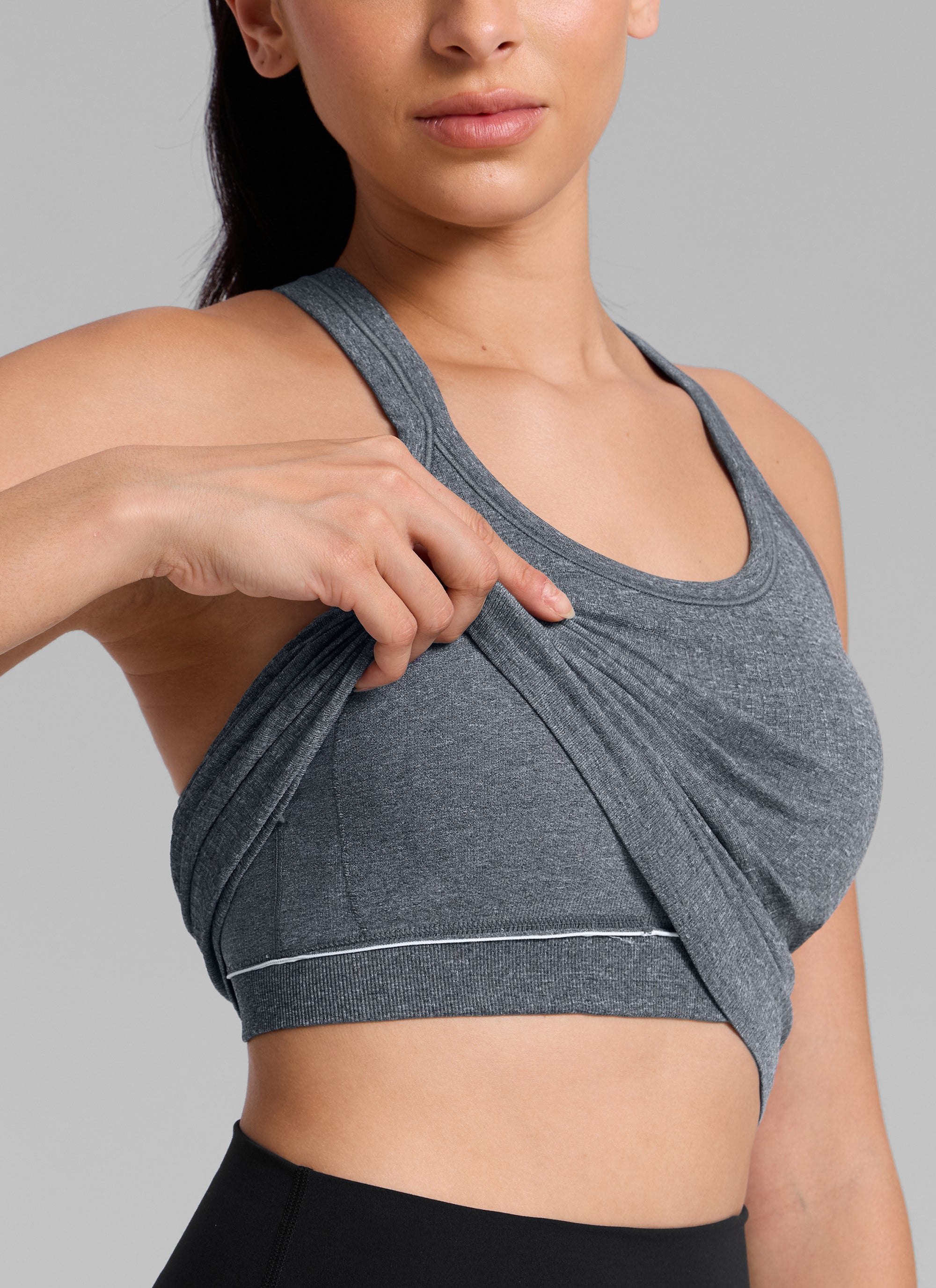CRZ YOGA Women's Yoga Slim Fit Seamless Tank Crew Neck Waist Length Light Gray 7 @model_info:B