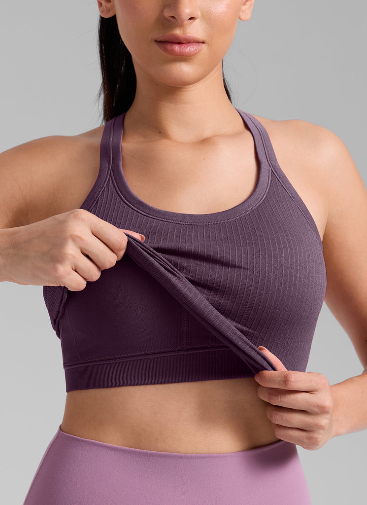 CRZ YOGA Women's Yoga Slim Fit Seamless Tank Crew Neck Waist Length Green Palm Court