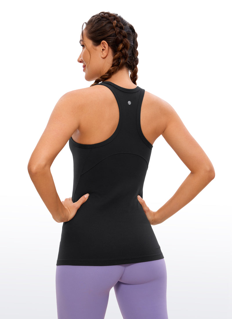 CRZ YOGA Women's Yoga Slim Fit Top Butterluxe Tank Racerback High Neck Black