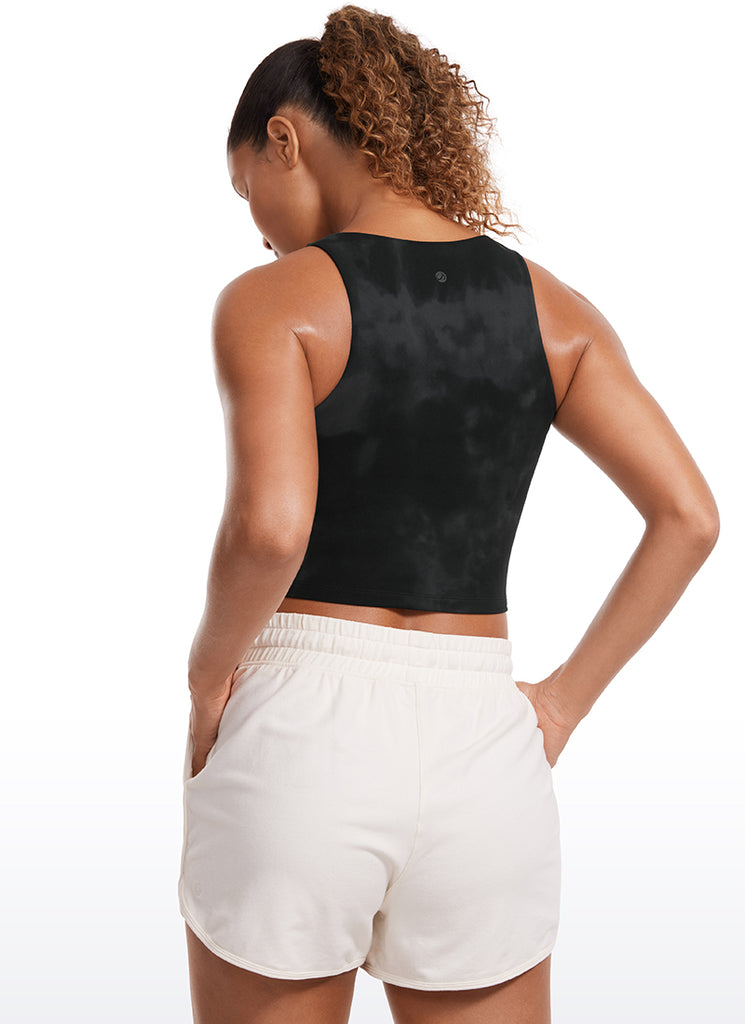 CRZ YOGA Women's Yoga Tight Fit ButterluxeTank Tops Racerback Cropped True Navy