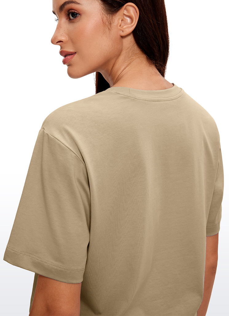 CRZ YOGA Women's Casual Crop Lightweight Short Sleeves Waist length Black