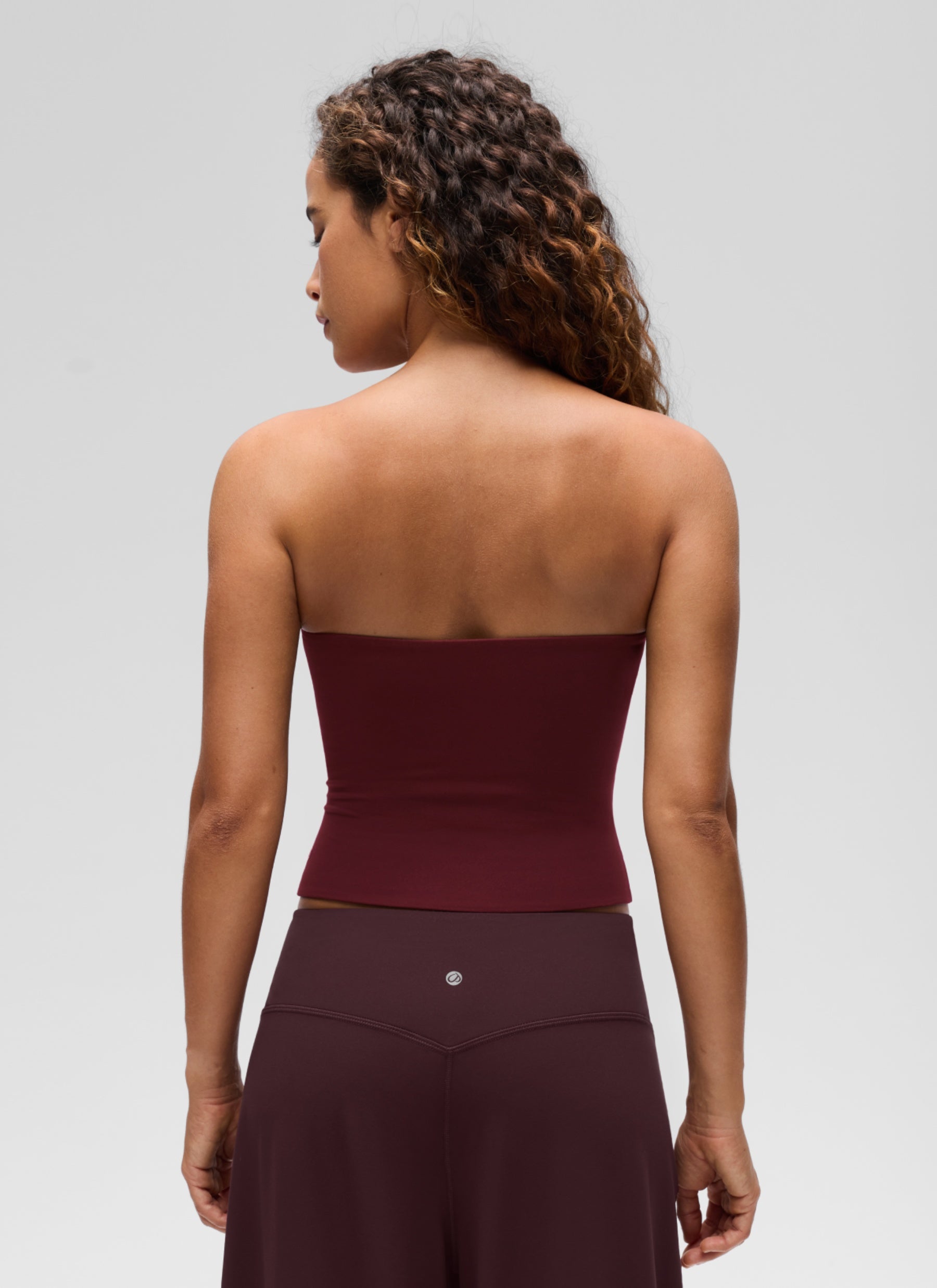 CRZ YOGA Women's Casual Butterluxe Tight Fit Strapless Tops Red Merlot