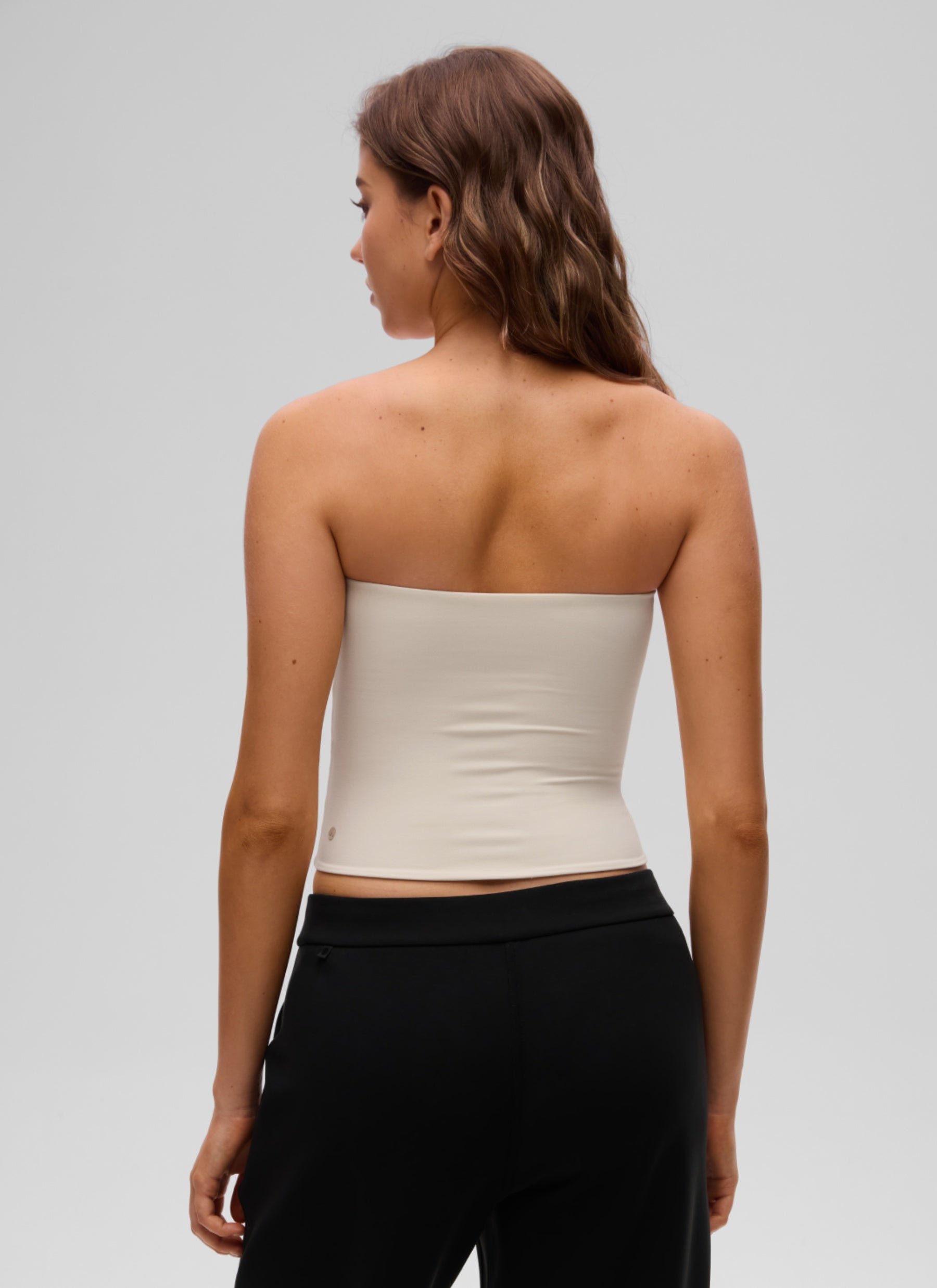 CRZ YOGA Women's Casual Butterluxe Tight Fit Strapless Tops Mojave Tan