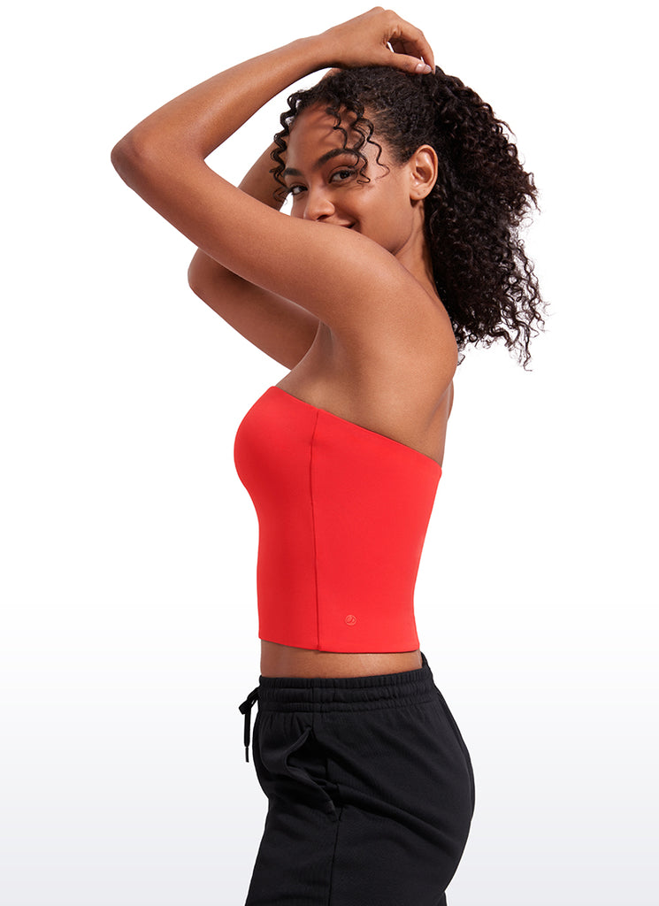 CRZ YOGA Women's Casual Butterluxe Tight Fit Strapless Tops Black Tie Dye Flowers