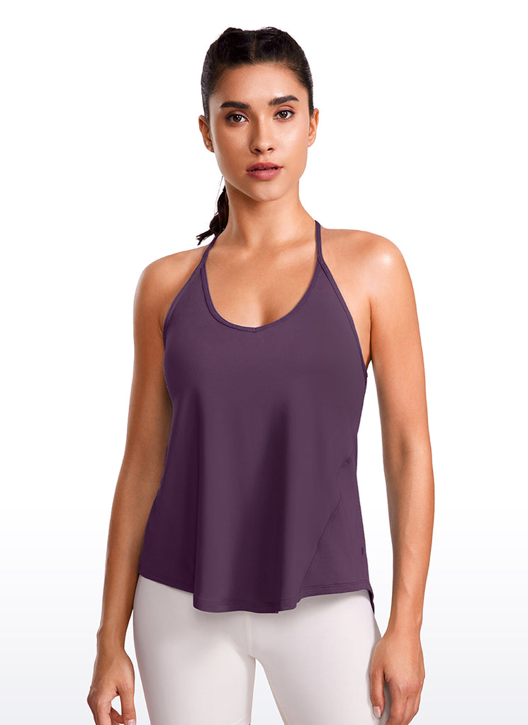 CRZ YOGA Women's Yoga Lightweight Classic Fit Tops Halter Tank V Neck Deep Crocus Violet