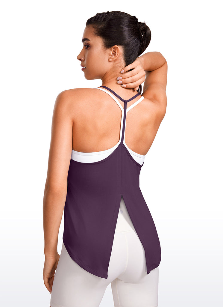 CRZ YOGA Women's Yoga Lightweight Classic Fit Tops Halter Tank V Neck Deep Crocus Violet