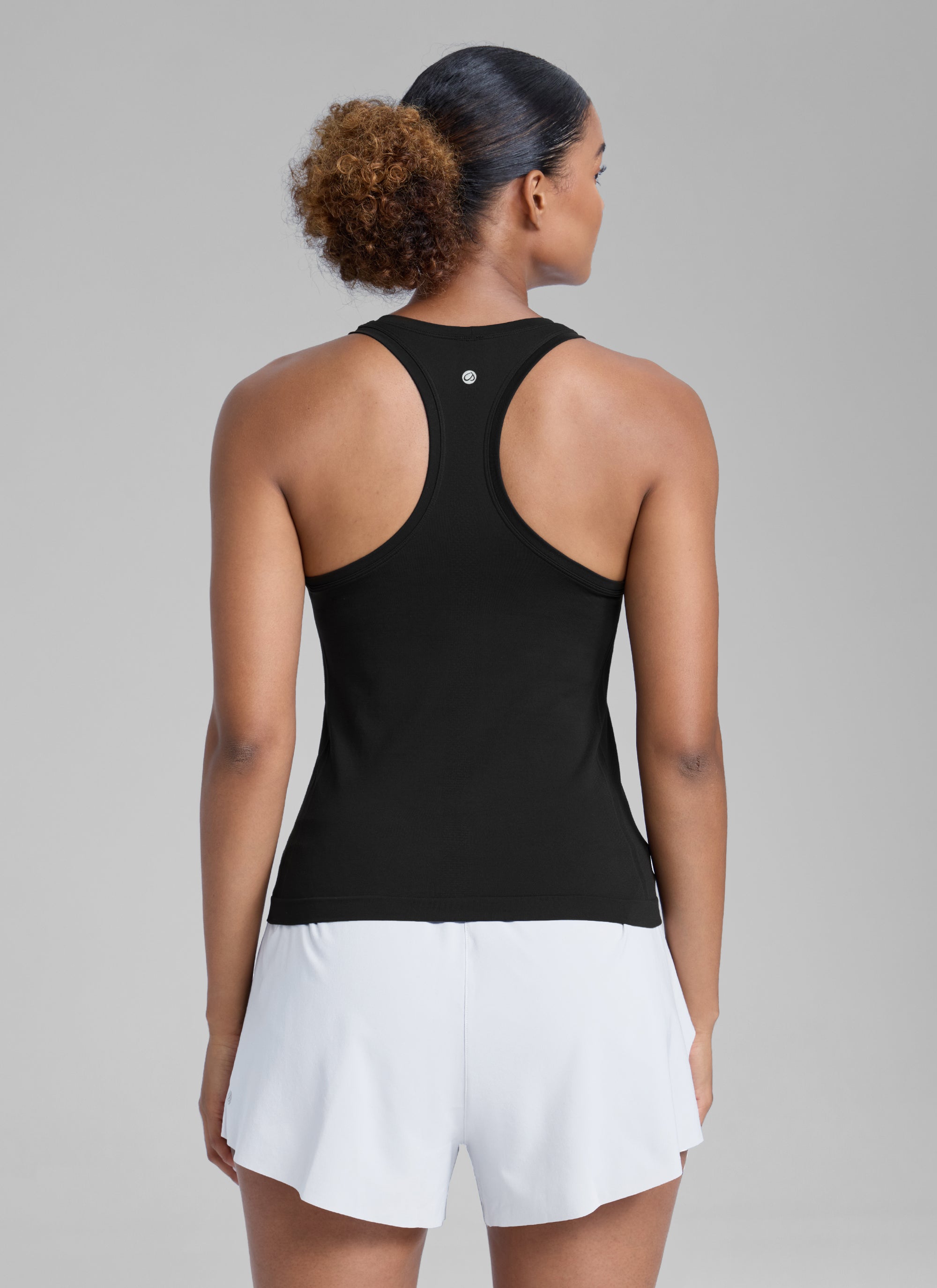 CRZ YOGA Women's Yoga Slim Fit Tops Seamless High Crew Neck Tank Black
