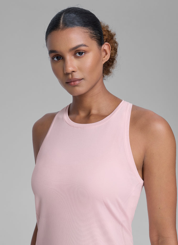 CRZ YOGA Women's Yoga Slim Fit Tops Seamless High Crew Neck Tank Strawberry Pink