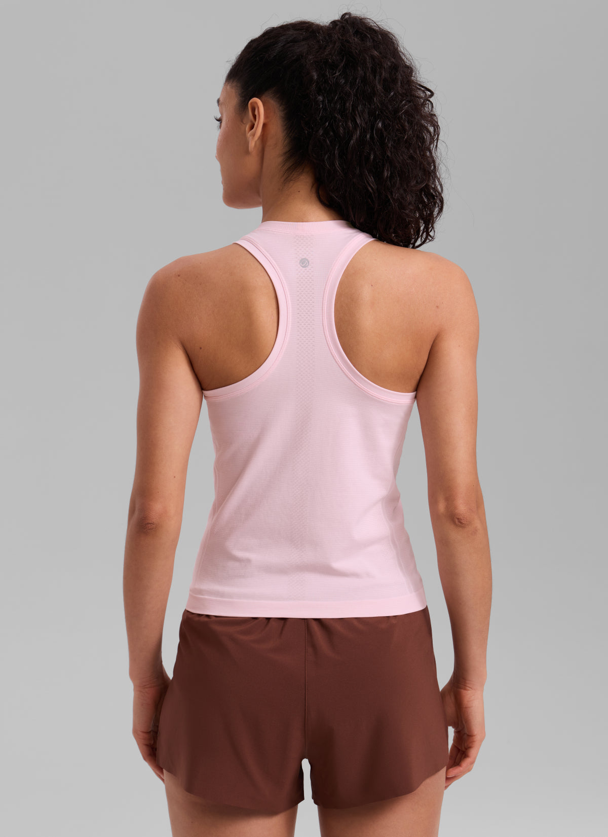 CRZ YOGA Women's Yoga Slim Fit Tops Seamless High Crew Neck Tank Strawberry Pink