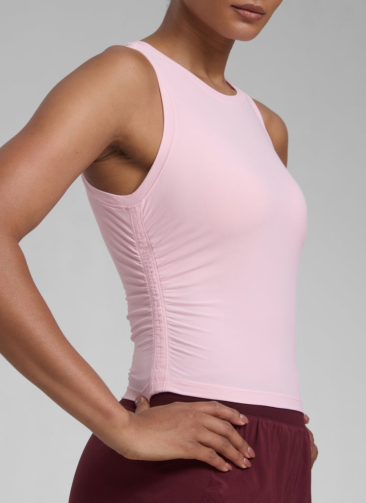 CRZ YOGA Women's Workout Tight Fit Ruched Athletic Tank High Neck Plum Magenta