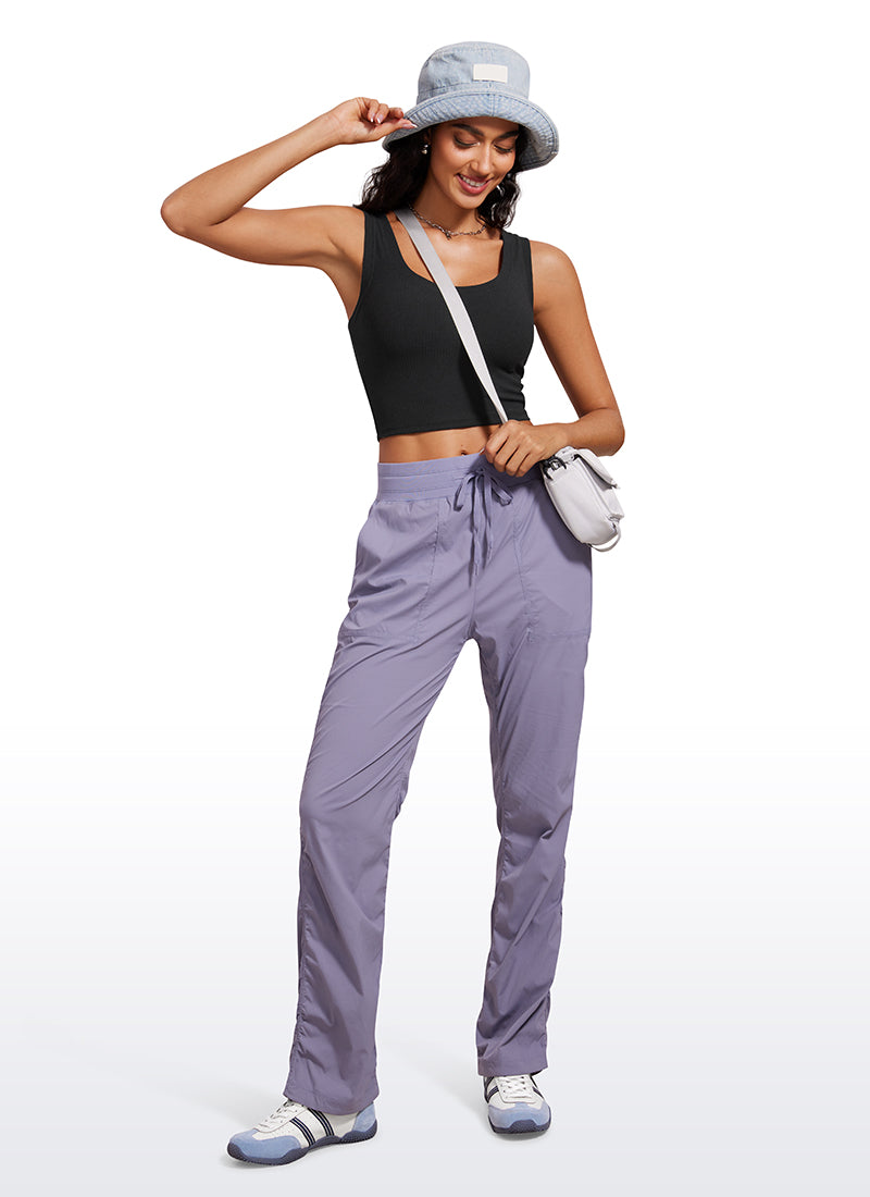 CRZ YOGA Women's Yoga Tight Fit Ribbed Tank Scoop Neck Cropped Length Black